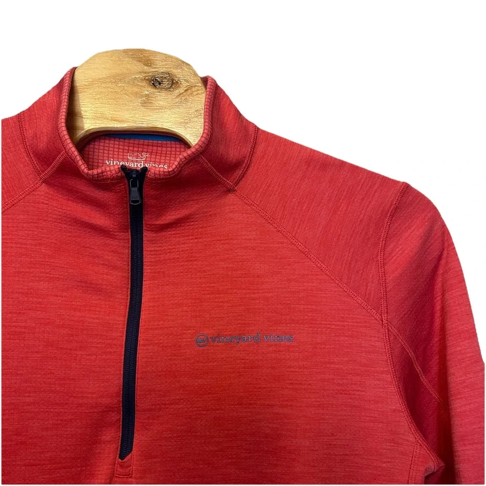 Vineyard Vines Performance Men 2XL Long Sleeve Quarter 1/4 Zip Pullover Pink Red